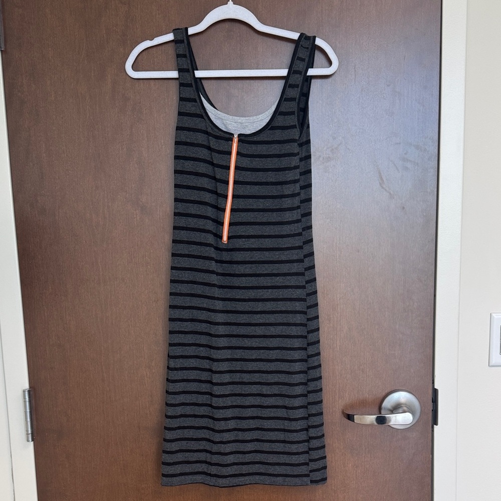 Striped Black and Gray Sleeveless Dress